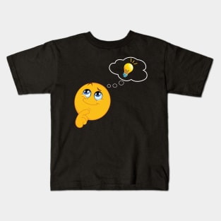 Thinking emoji thought bubble idea lightbulb Kids T-Shirt